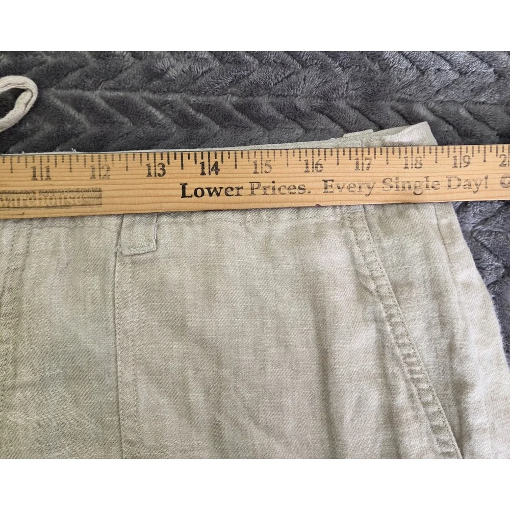 Perry Ellis Men' s 100% Linen Drawstring Trousers Pants Size 36×31.5 Tan Beige